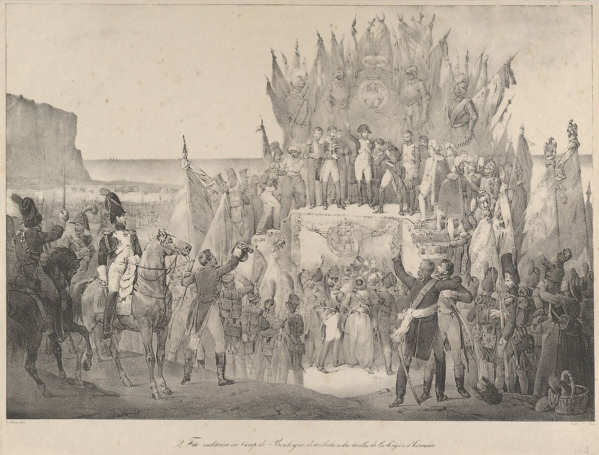 Military Festival at Boulogne with Napoleon Distributing Stars of the Legion of Honor, Victor Adam (French, 1801–1866), Lithograph 