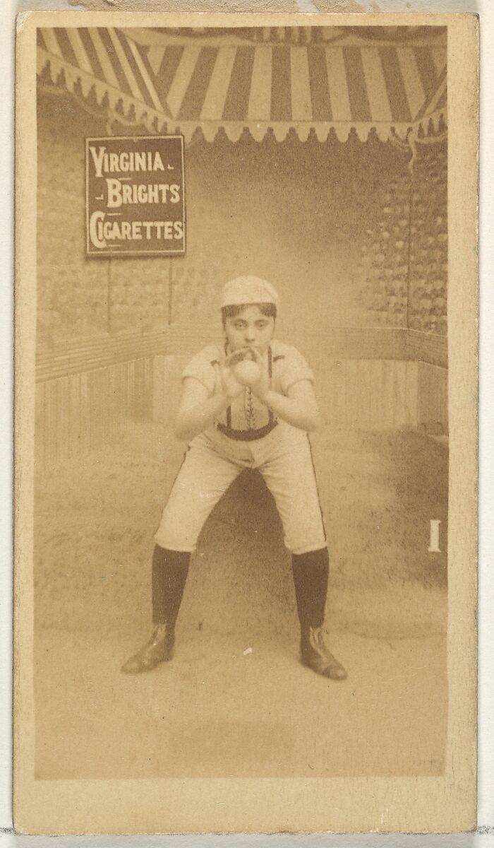 Card 1, from the Girl Baseball Players series (N48, Type 2) for Virginia Brights Cigarettes, Issued by Allen &amp; Ginter (American, Richmond, Virginia), Albumen photograph 