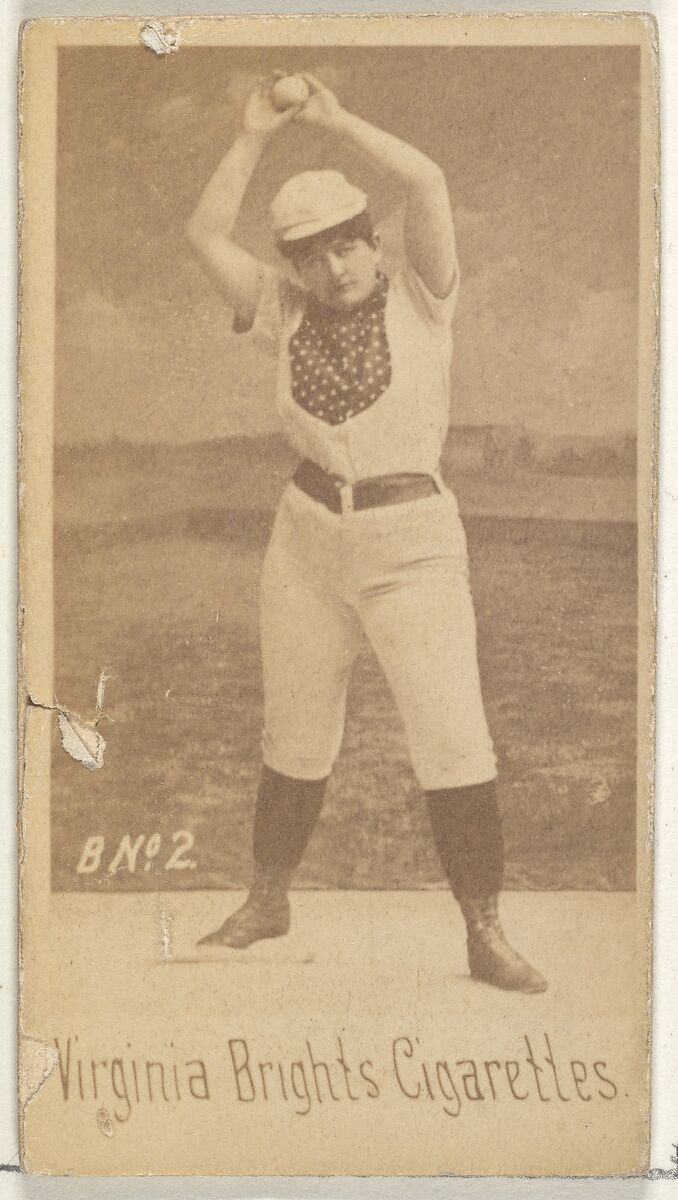 Card 2, from the Girl Baseball Players series (N48, Type 1) for Virginia Brights Cigarettes, Issued by Allen &amp; Ginter (American, Richmond, Virginia), Albumen photograph 