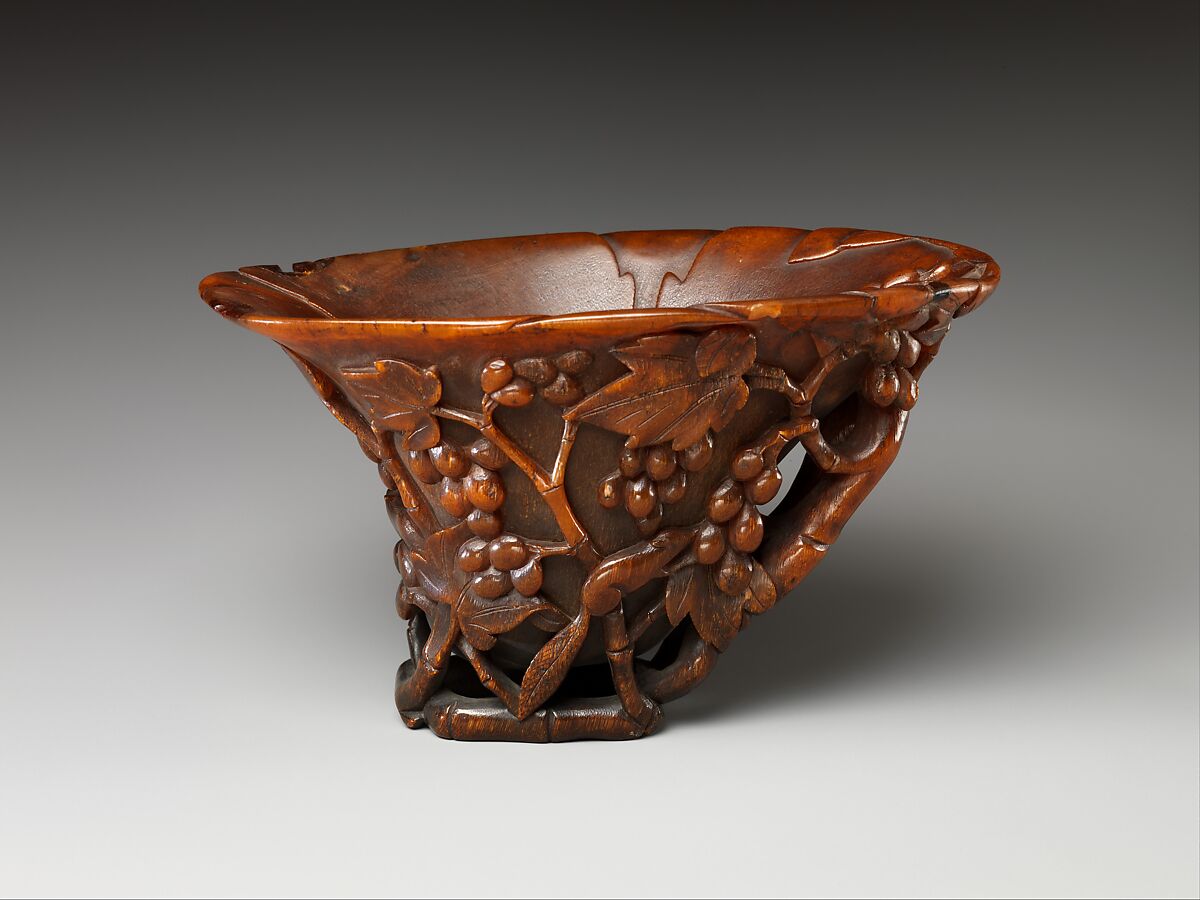 Cup with grapes, Rhinoceros horn, China 