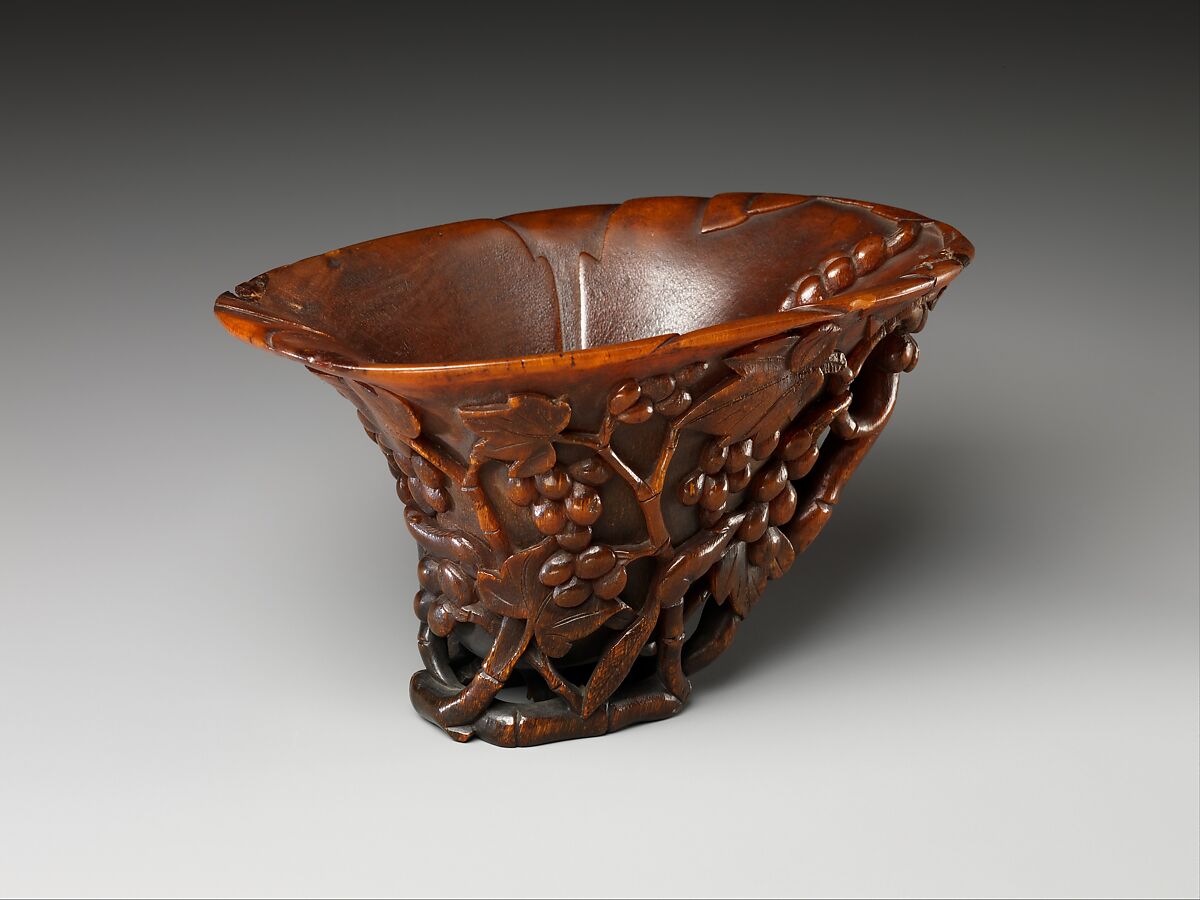 Cup with grapes, Rhinoceros horn, China