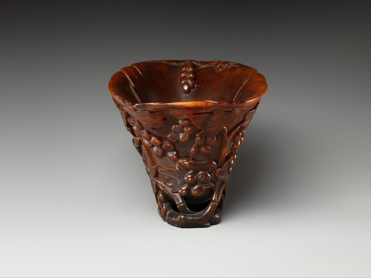Cup with grapes, Rhinoceros horn, China