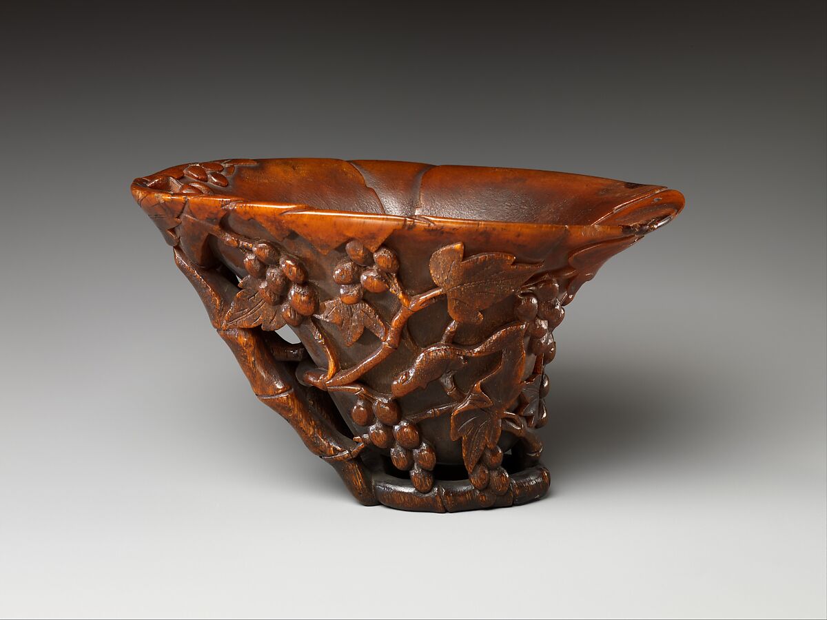 Cup with grapes, Rhinoceros horn, China