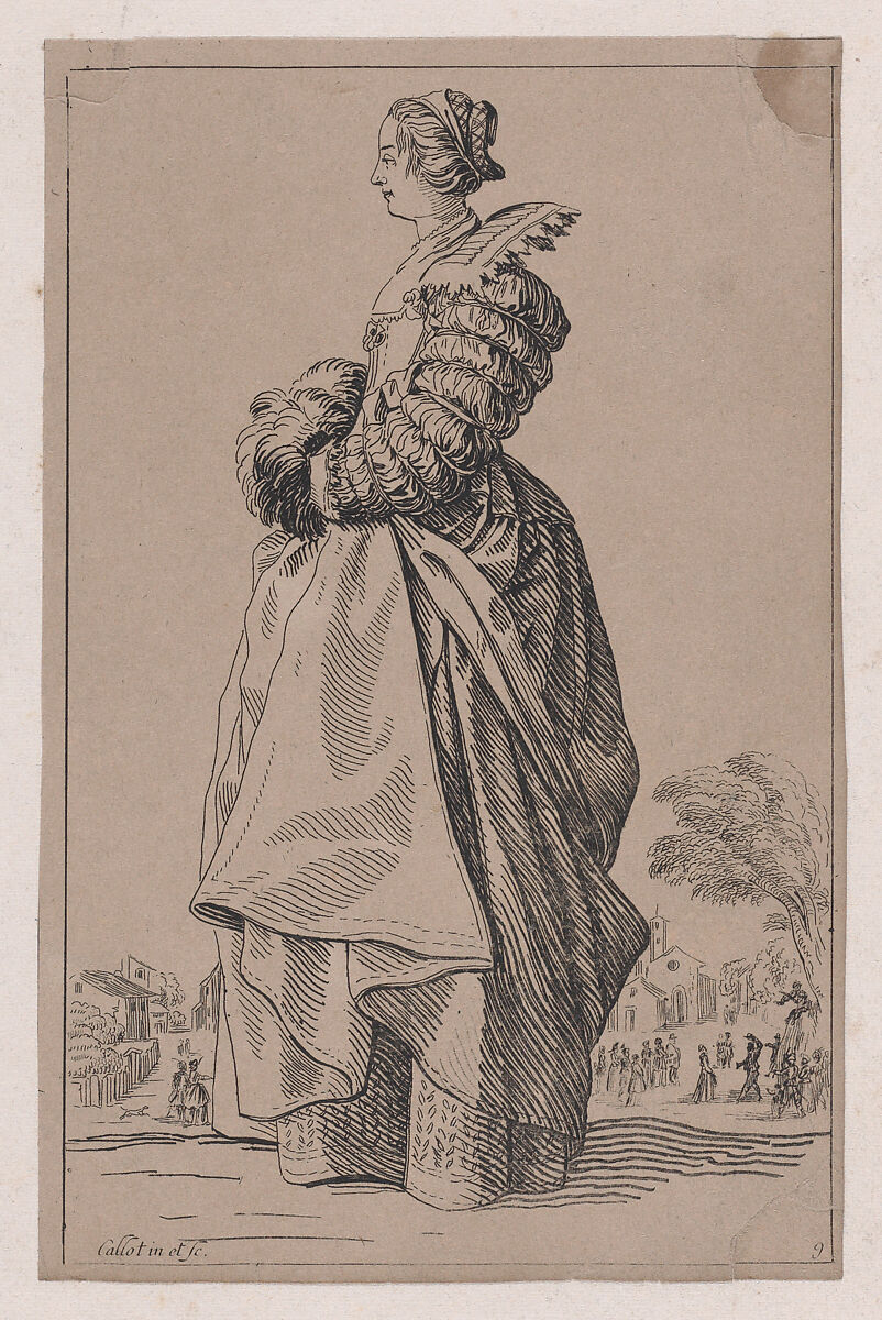 Copy of La Dame de Profil Ayant les Mains dans son Manchon (The Lady in Profile Having her Hands inside of her Muff), from La Noblesse (The Nobility), Anonymous, Etching 