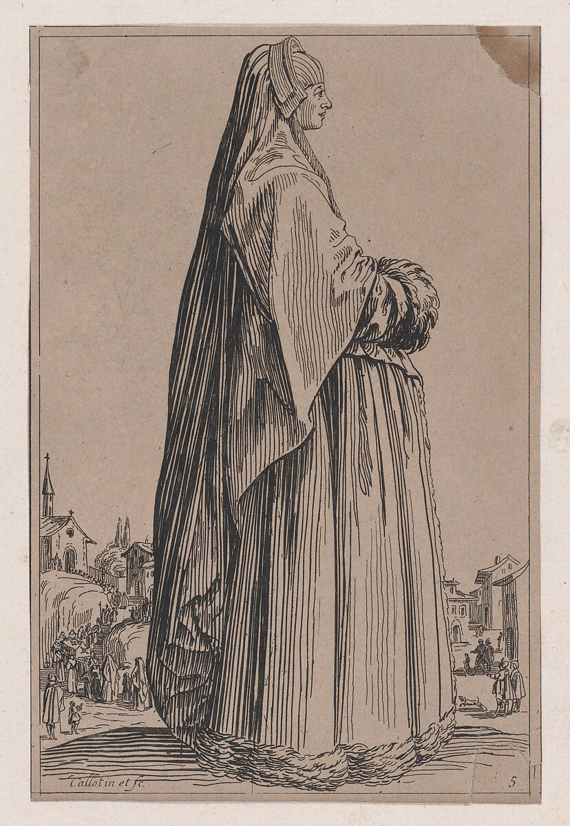Copy of La Dame Coiffée d'un Grand Voile et a la Robe Bordée de Fourrures (The Lady Wearing a Long Veil and a Fur-Lined Robe), from La Noblesse (The Nobility), Anonymous, Etching 