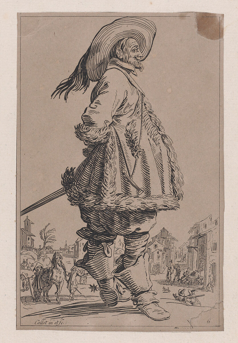 Copy of Le Gentilhomme au Manteau Bordé de Fourrures Tenant ses Mains Derrière le Dos (The Gentleman with a Fur-Lined Mantle Holding His Hands Behind his Back), from La Noblesse (The Nobility), Anonymous, Etching 