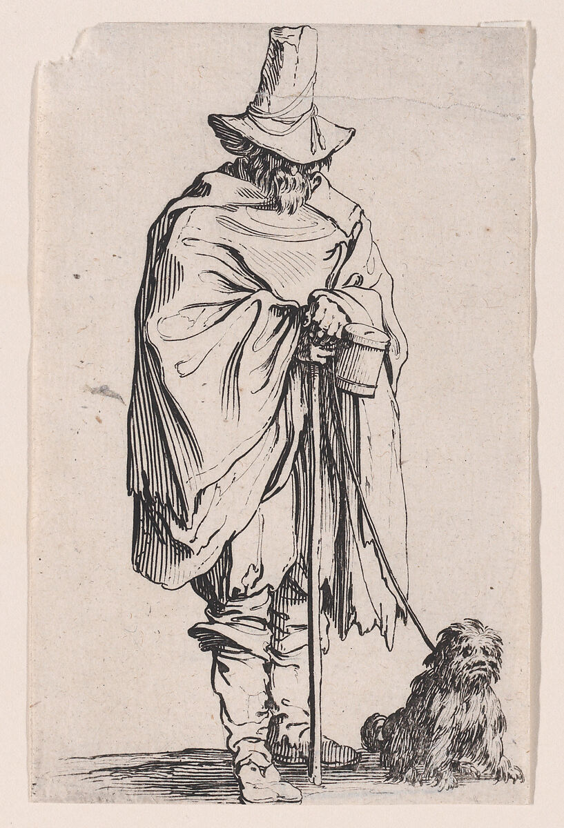 L'Aveugle et son Chien (The Blind Man and his Dog), from "Les Gueux suite appelée aussi Les Mendiants, Les Baroni, ou Les Barons" (The Beggars, also called the Barons), Jacques Callot (French, Nancy 1592–1635 Nancy), Etching; first state of two (Lieure) 