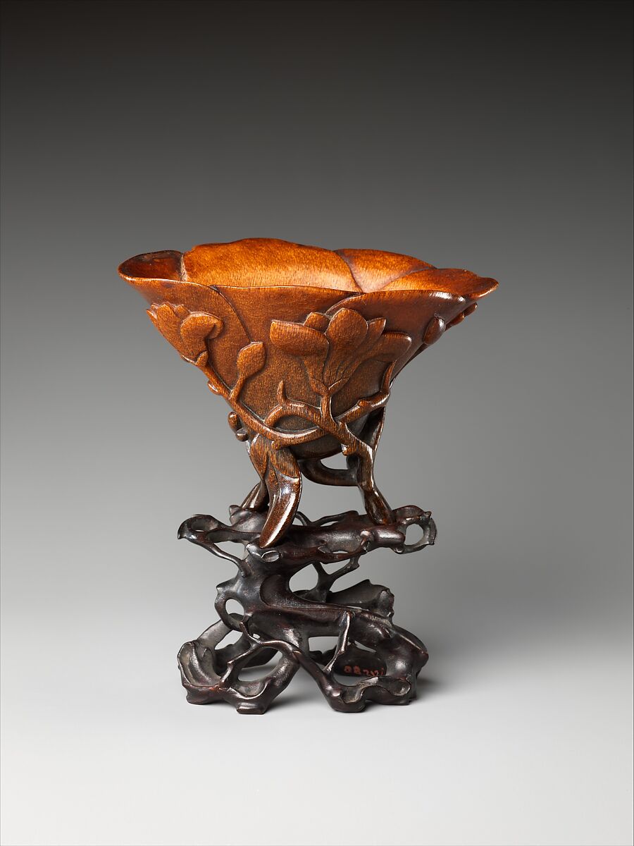 Cup in the shape of a magnolia blossom, Rhinoceros horn, China 