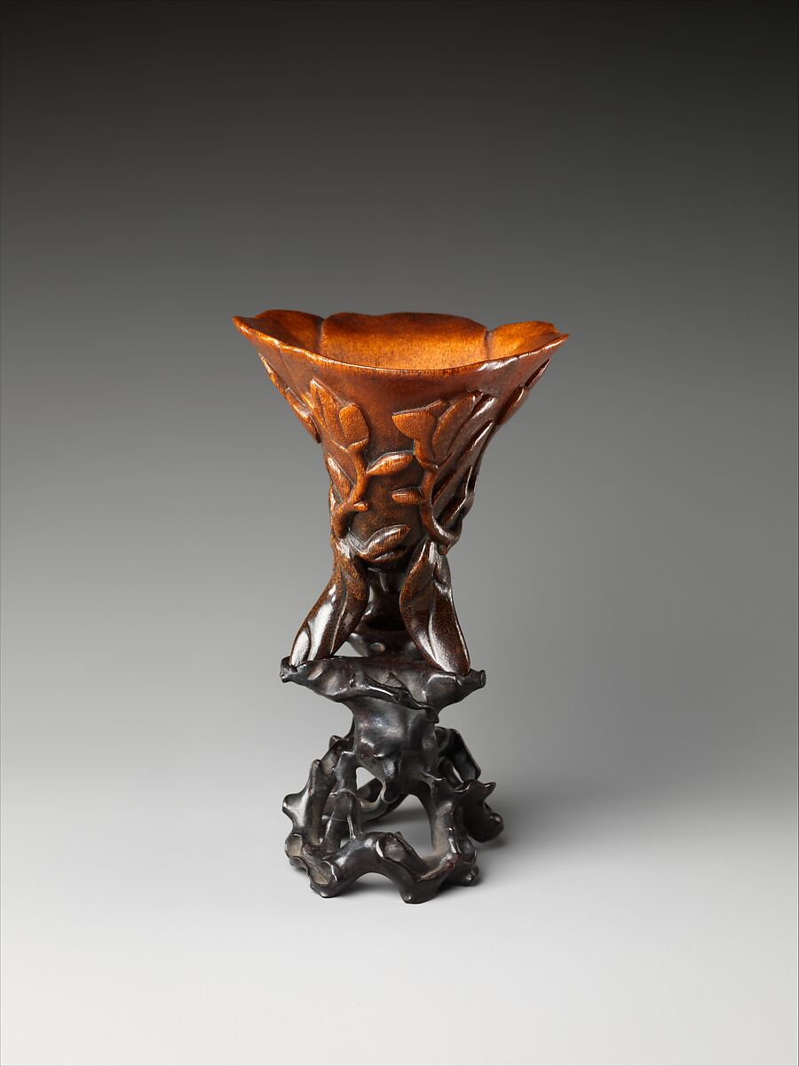 Cup in the shape of a magnolia blossom, Rhinoceros horn, China