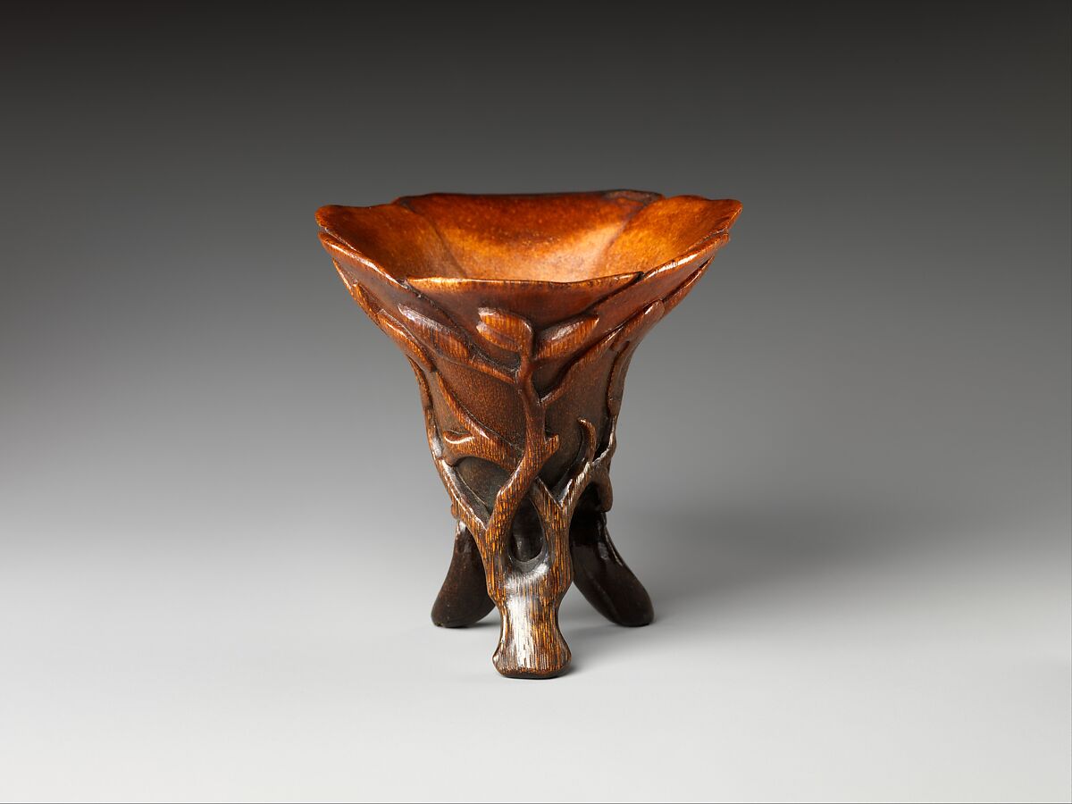 Cup in the shape of a magnolia blossom, Rhinoceros horn, China