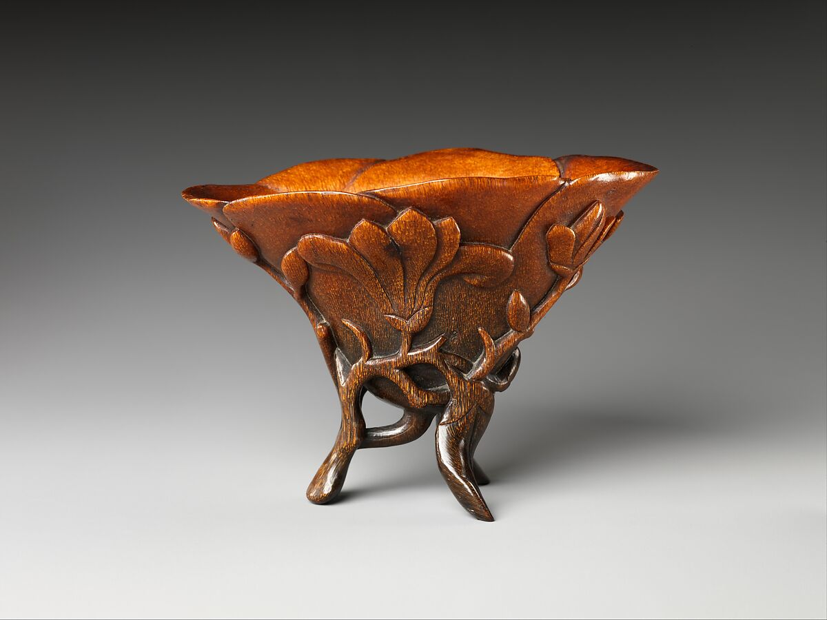 Cup in the shape of a magnolia blossom, Rhinoceros horn, China