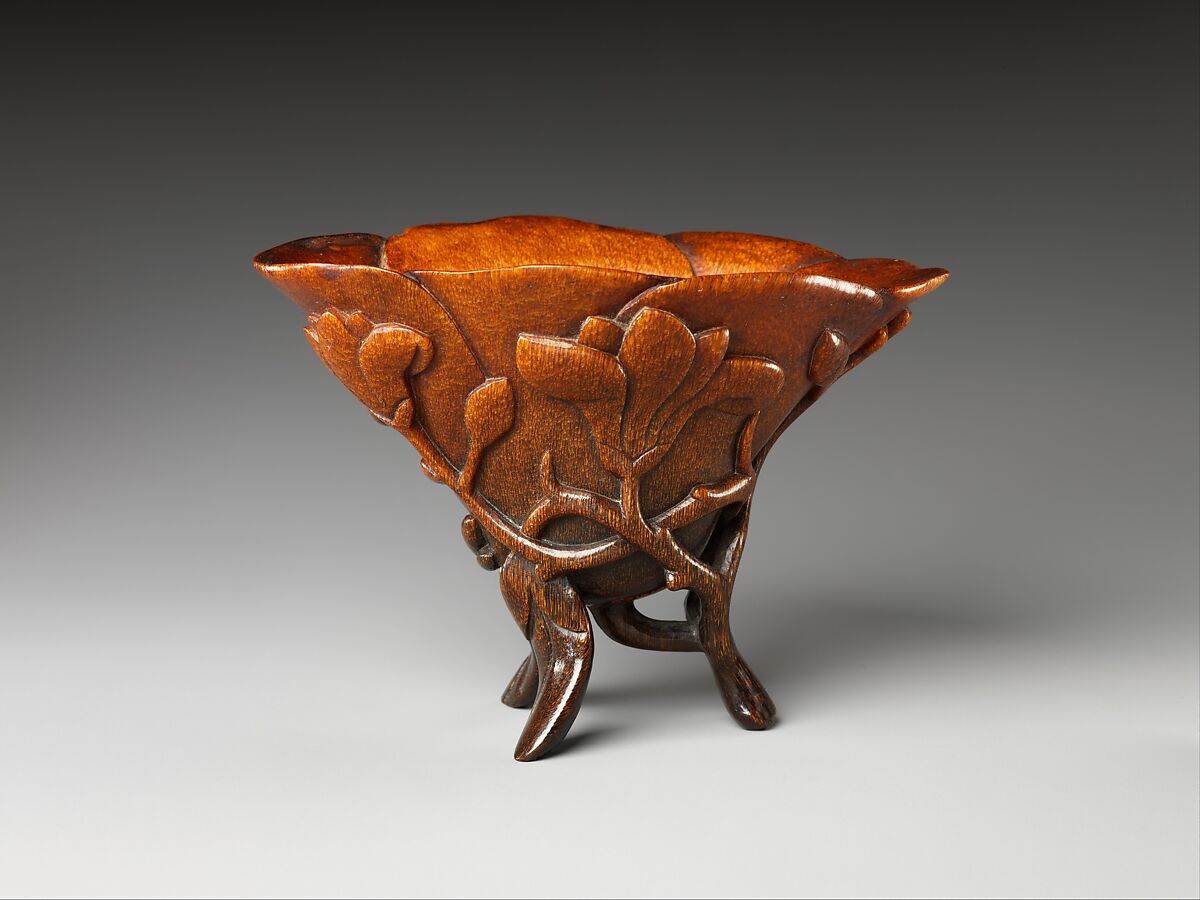 Cup in the shape of a magnolia blossom, Rhinoceros horn, China