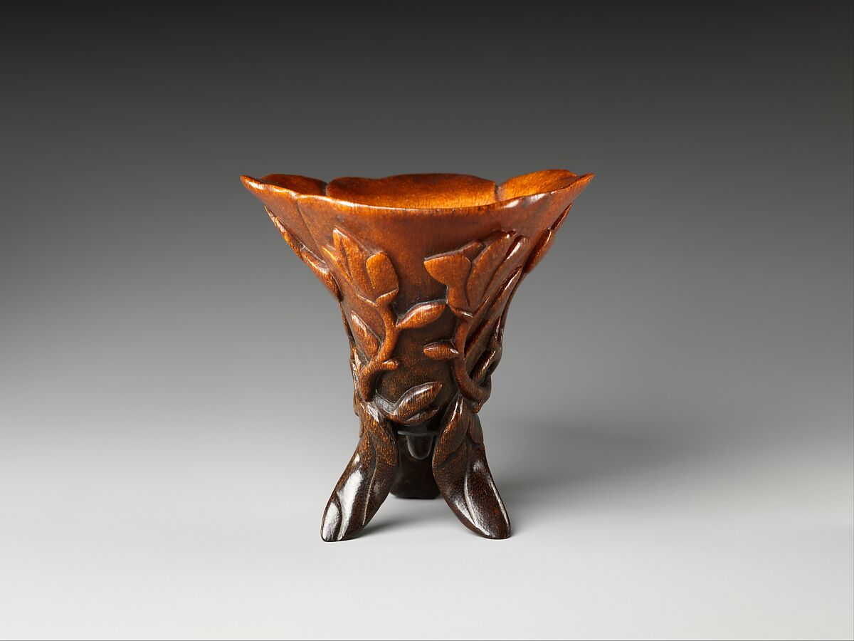Cup in the shape of a magnolia blossom, Rhinoceros horn, China