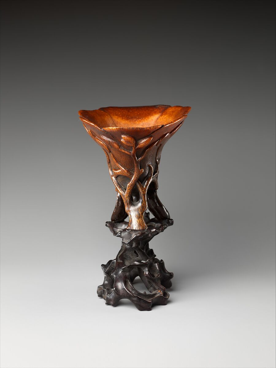 Cup in the shape of a magnolia blossom, Rhinoceros horn, China