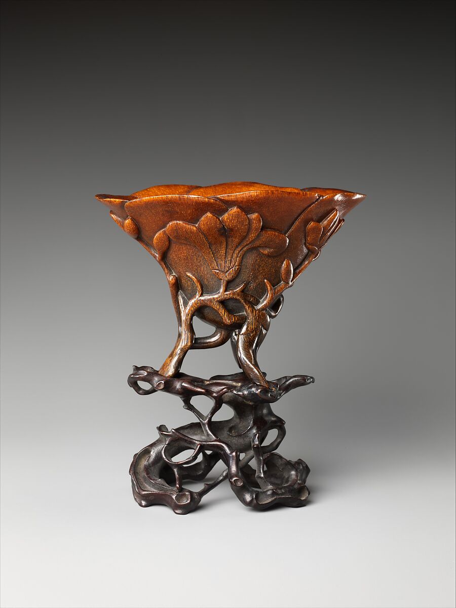 Cup in the shape of a magnolia blossom, Rhinoceros horn, China