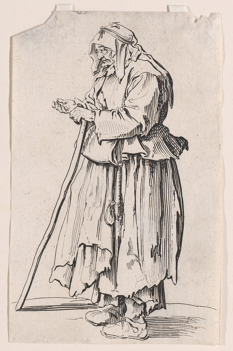 La Mendiante Venant de Recevoir la Charité (The Female Beggar Receiving her Charity), from "Les Gueux suite appelée aussi Les Mendiants, Les Baroni, ou Les Barons" (The Beggars, also called the Barons), Jacques Callot (French, Nancy 1592–1635 Nancy), Etching; first state of two (Lieure) 