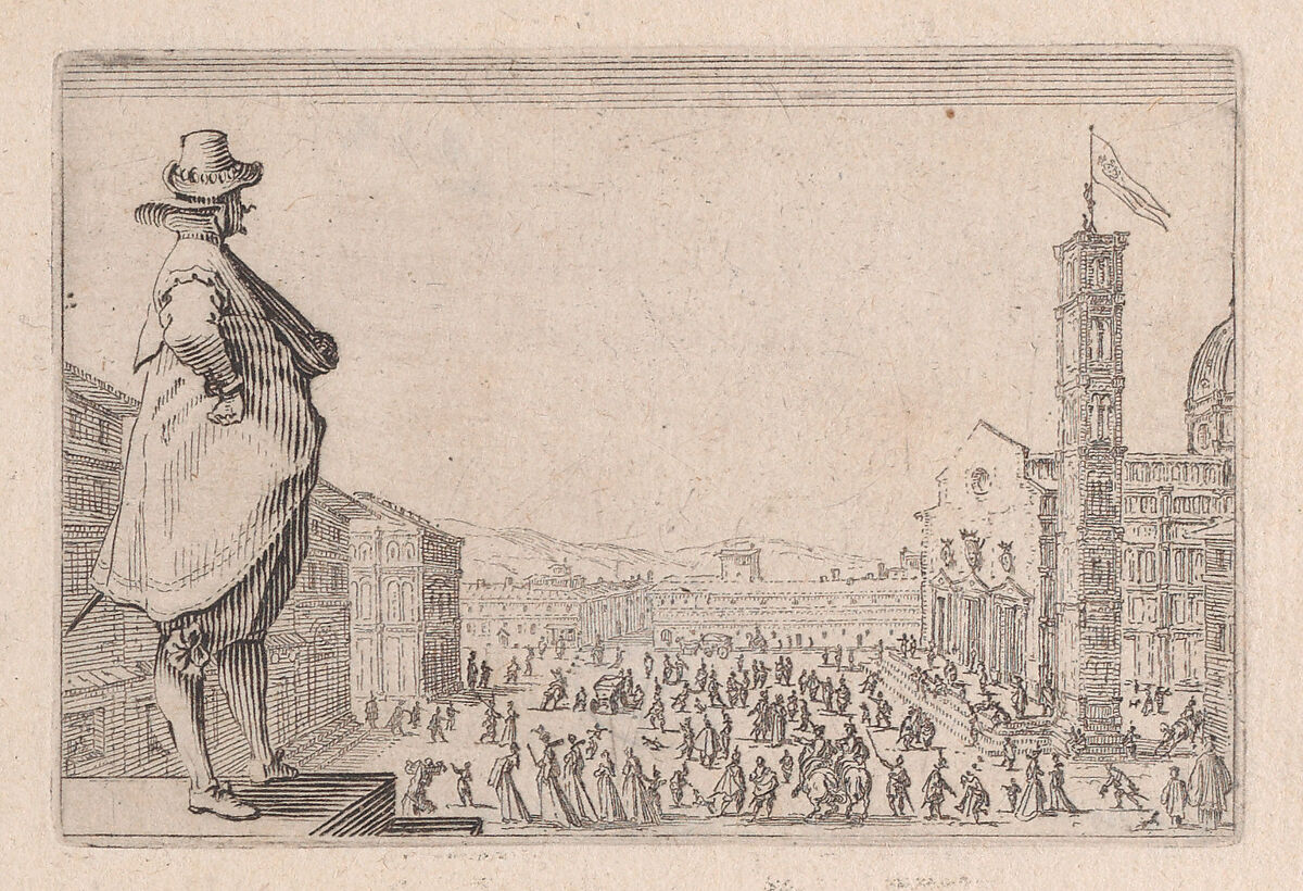 La Place du Dome, a Florence (The Piazza del Duomo, in Florence), from "Les Caprices" Series B, The Nancy Set, Jacques Callot (French, Nancy 1592–1635 Nancy), Etching; first state of two (Lieure) 