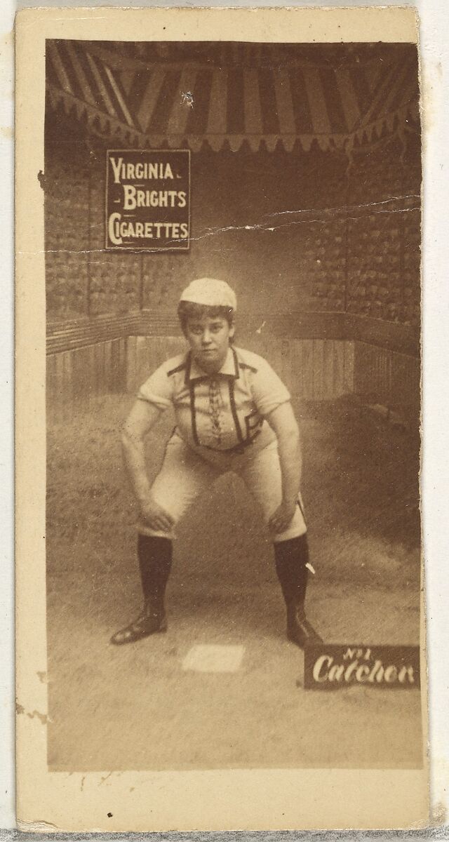 Catcher, from the Girl Baseball Players series (N48, Type 2) for Virginia Brights Cigarettes, Issued by Allen &amp; Ginter (American, Richmond, Virginia), Albumen photograph 