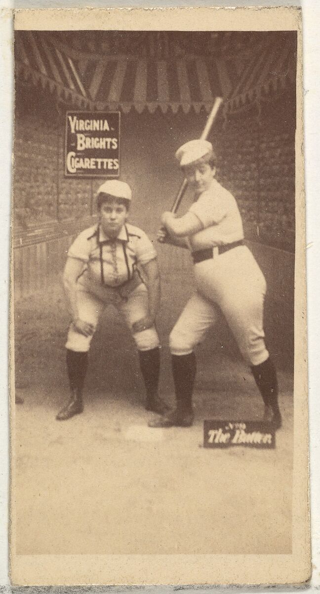 The Batter, from the Girl Baseball Players series (N48, Type 2) for Virginia Brights Cigarettes, Issued by Allen &amp; Ginter (American, Richmond, Virginia), Albumen photograph 