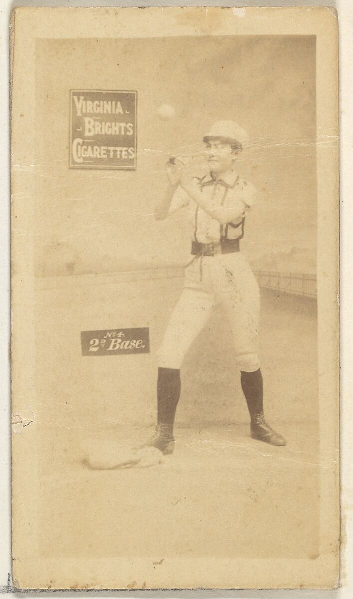 2nd Base, from the Girl Baseball Players series (N48, Type 2) for Virginia Brights Cigarettes, Issued by Allen &amp; Ginter (American, Richmond, Virginia), Albumen photograph 