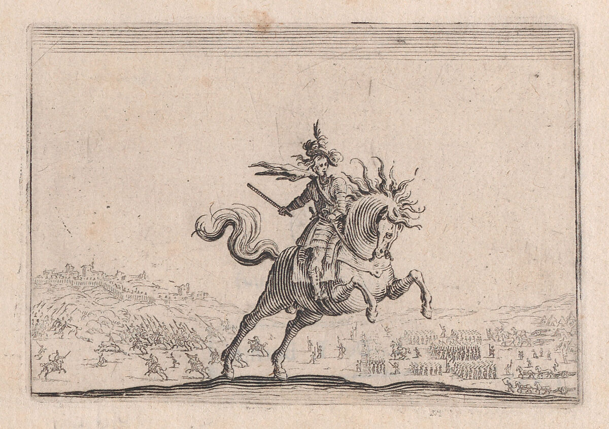 Le Commandant a Cheval (The Commander on Horseback), from "Les Caprices" Series B, The Nancy Set, Jacques Callot (French, Nancy 1592–1635 Nancy), Etching; first state of two (Lieure) 