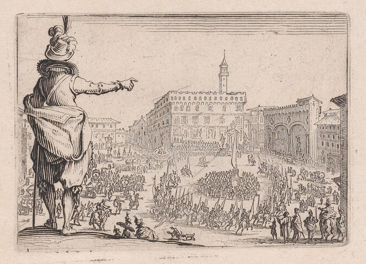 Une Fête sur la Place de la Signoria a Florence (A Festival in the Piazza della Signoria in Florence), from "Les Caprices" Series B, The Nancy Set, Jacques Callot (French, Nancy 1592–1635 Nancy), Etching; first state of two (Lieure) 
