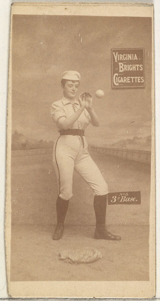 3rd Base, from the Girl Baseball Players series (N48, Type 2) for Virginia Brights Cigarettes, Issued by Allen &amp; Ginter (American, Richmond, Virginia), Albumen photograph 