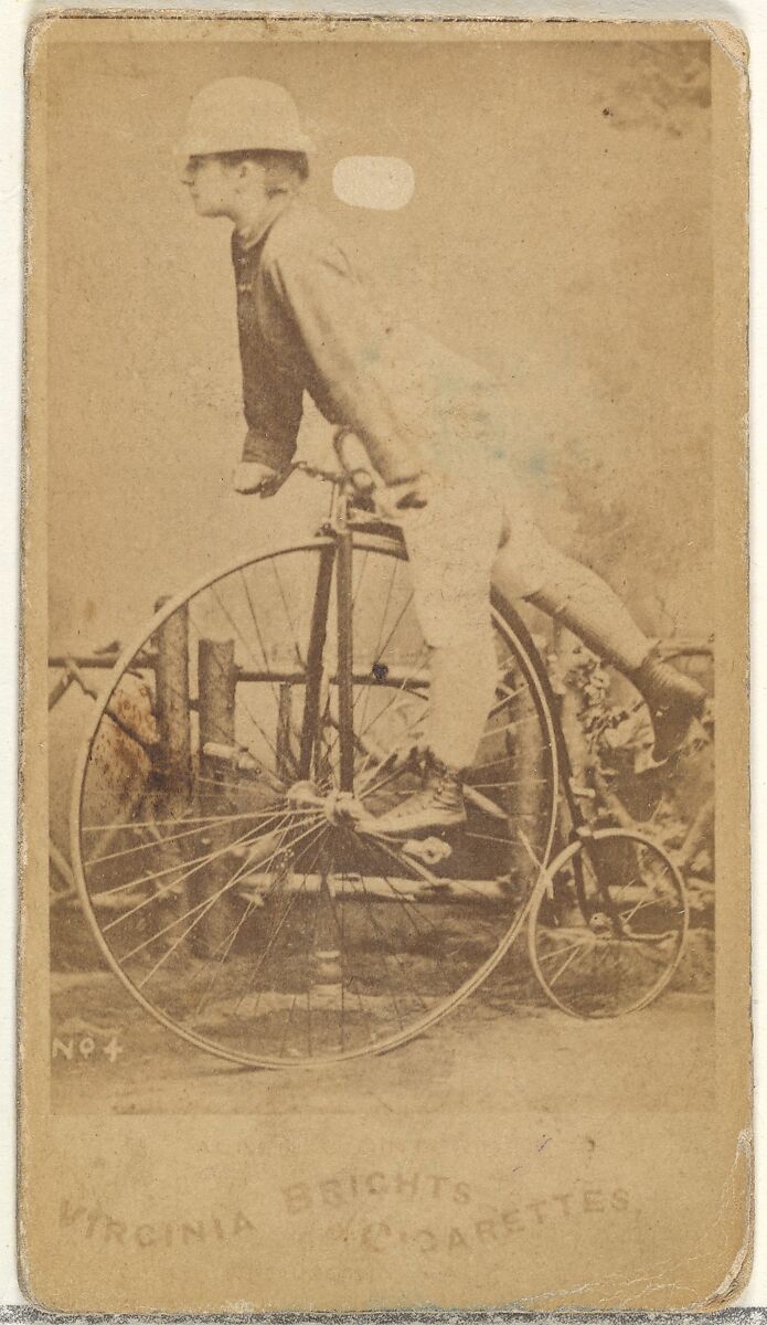 Card 4, from the Girl Cyclists series (N49) for Virginia Brights Cigarettes, Issued by Allen &amp; Ginter (American, Richmond, Virginia), Albumen photograph 
