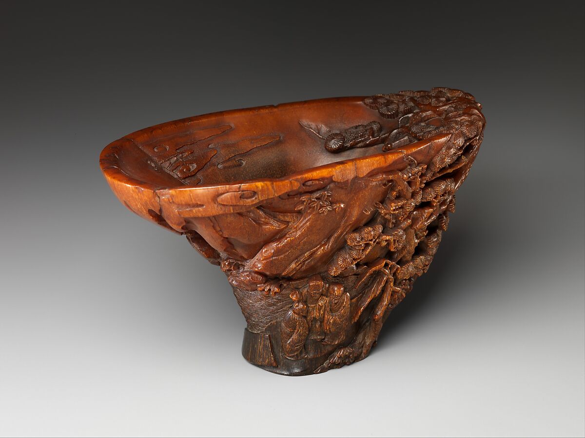 Cup depicting Three Laughers of Tiger Ravine, Rhinoceros horn, China