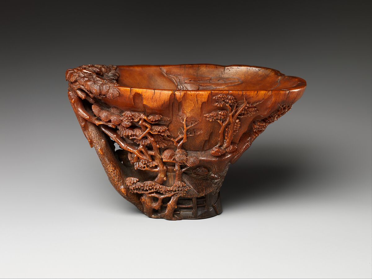Cup depicting Three Laughers of Tiger Ravine, Rhinoceros horn, China