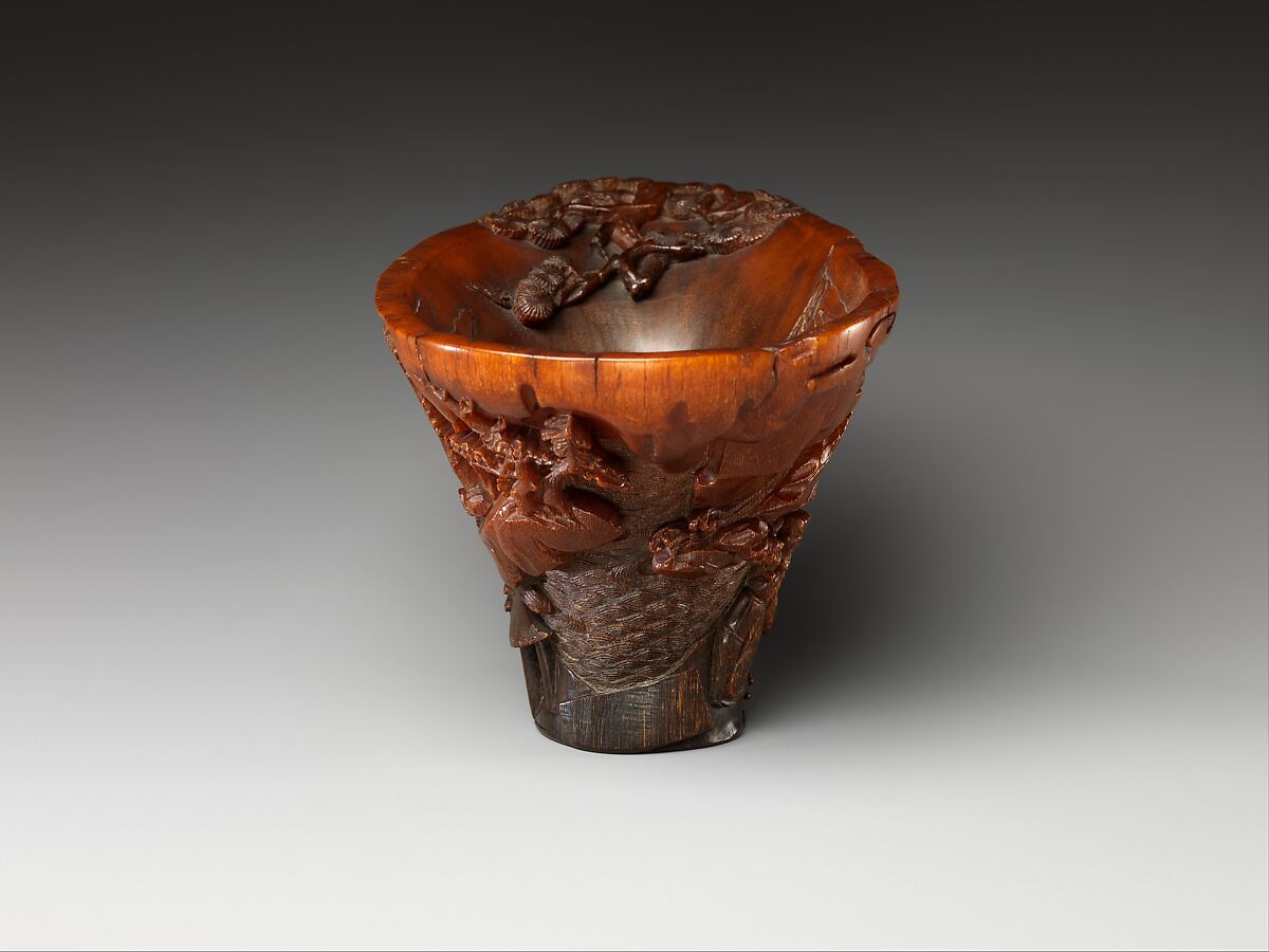 Cup depicting Three Laughers of Tiger Ravine, Rhinoceros horn, China