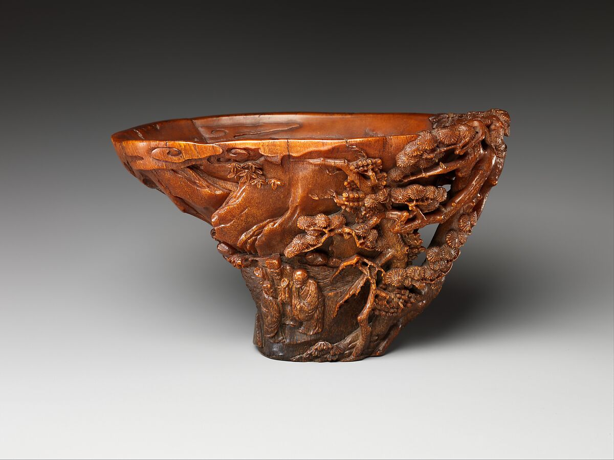 Cup depicting Three Laughers of Tiger Ravine, Rhinoceros horn, China