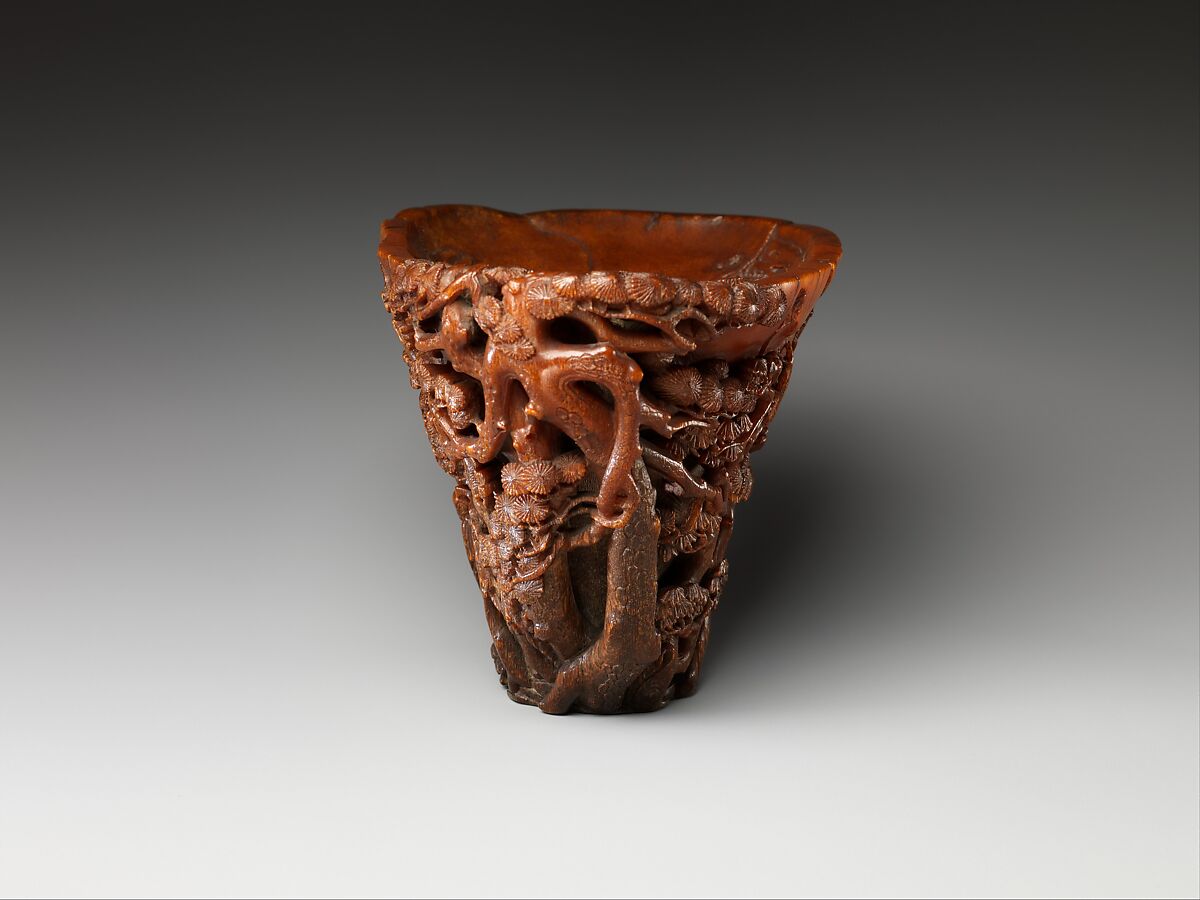 Cup depicting Three Laughers of Tiger Ravine, Rhinoceros horn, China