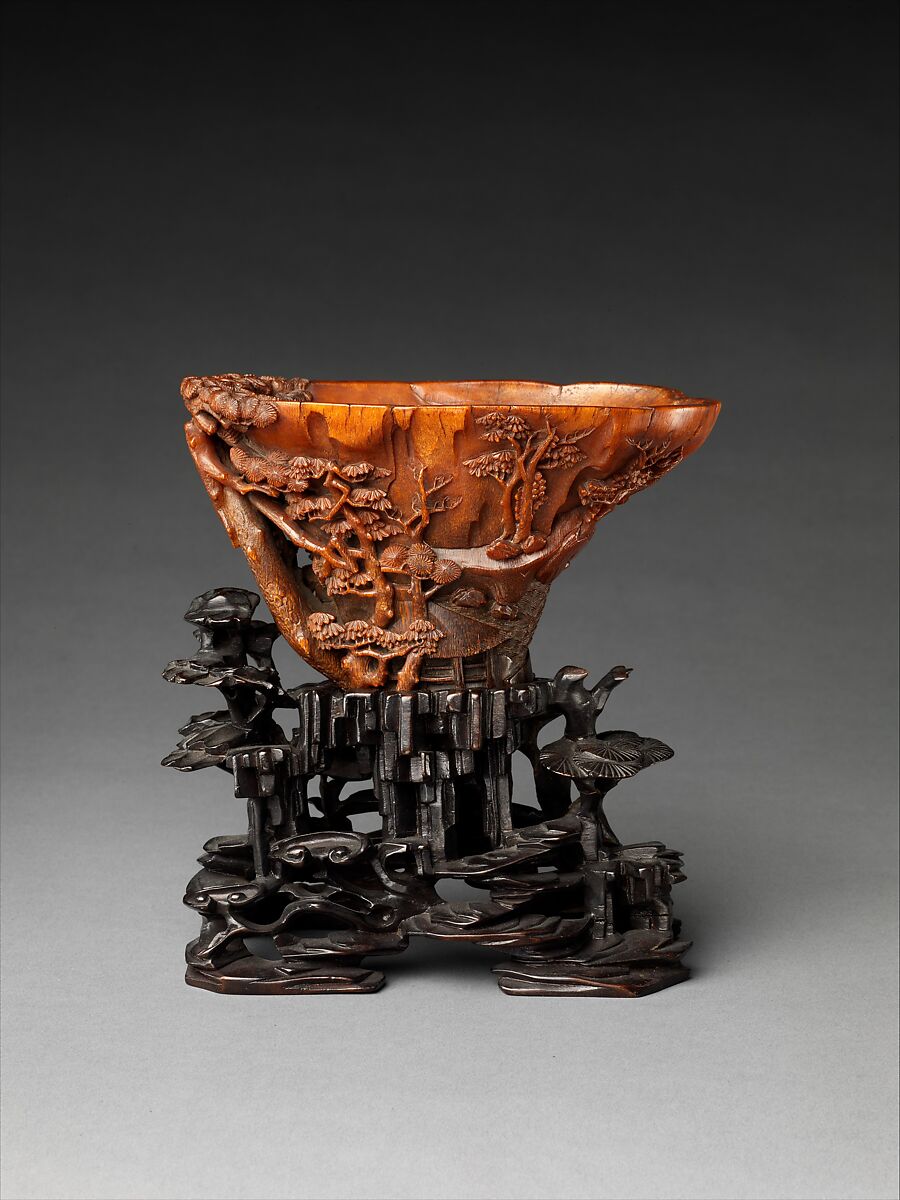 Cup depicting Three Laughers of Tiger Ravine, Rhinoceros horn, China