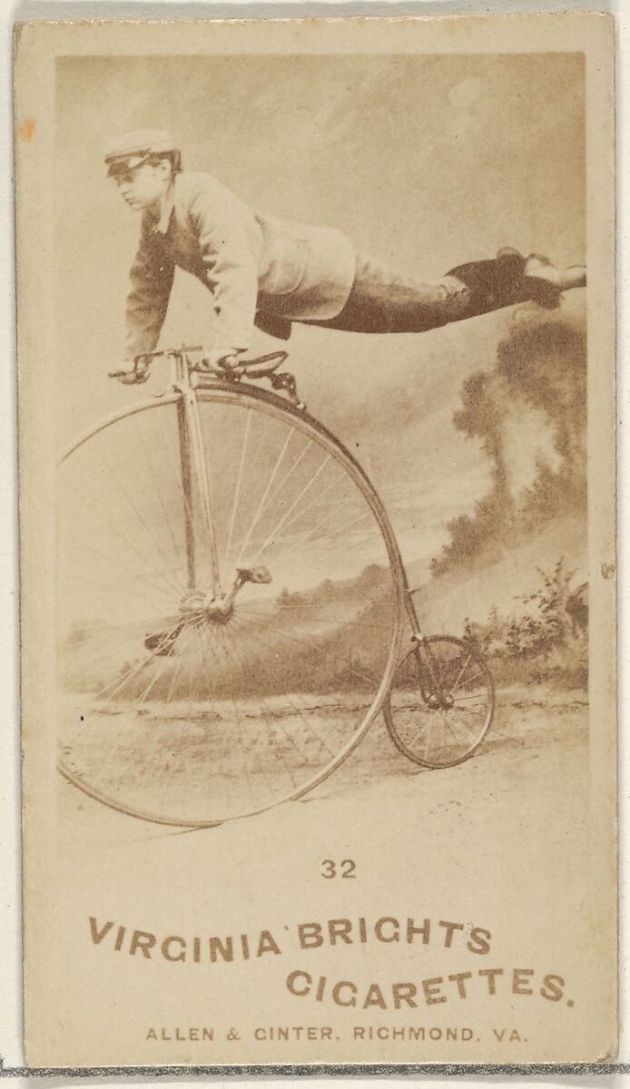 Card 32, from the Girl Cyclists series (N49) for Virginia Brights Cigarettes, Issued by Allen &amp; Ginter (American, Richmond, Virginia), Albumen photograph 