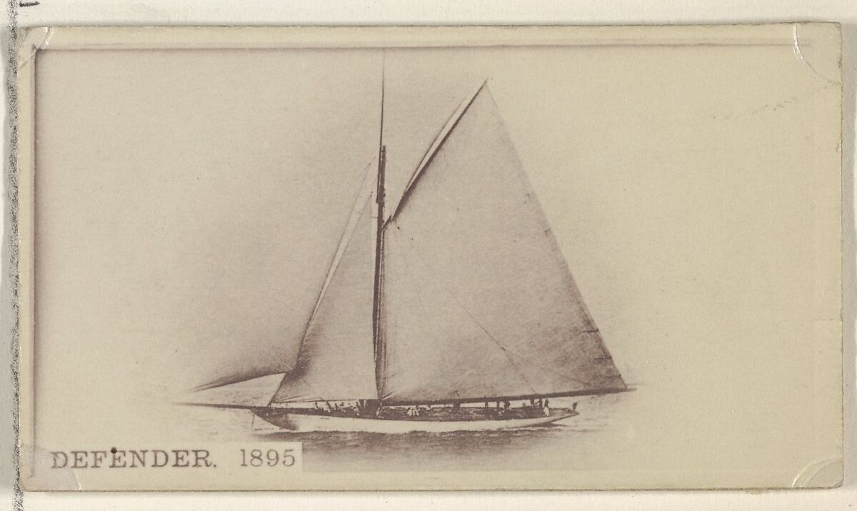 Defender, 1895, from the Famous Ships series (N50) for Virginia Brights Cigarettes, Issued by Allen &amp; Ginter (American, Richmond, Virginia), Albumen photograph 