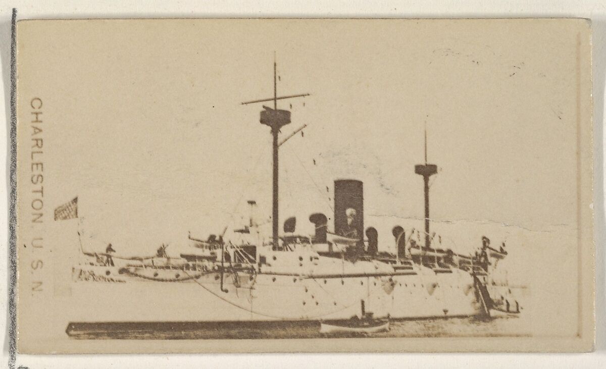 Charleston, U.S.N., from the Famous Ships series (N50) for Virginia Brights Cigarettes, Issued by Allen &amp; Ginter (American, Richmond, Virginia), Albumen photograph 