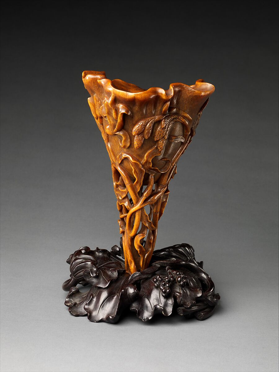 Cup in the shape of a magnolia blossom, Rhinoceros horn, China