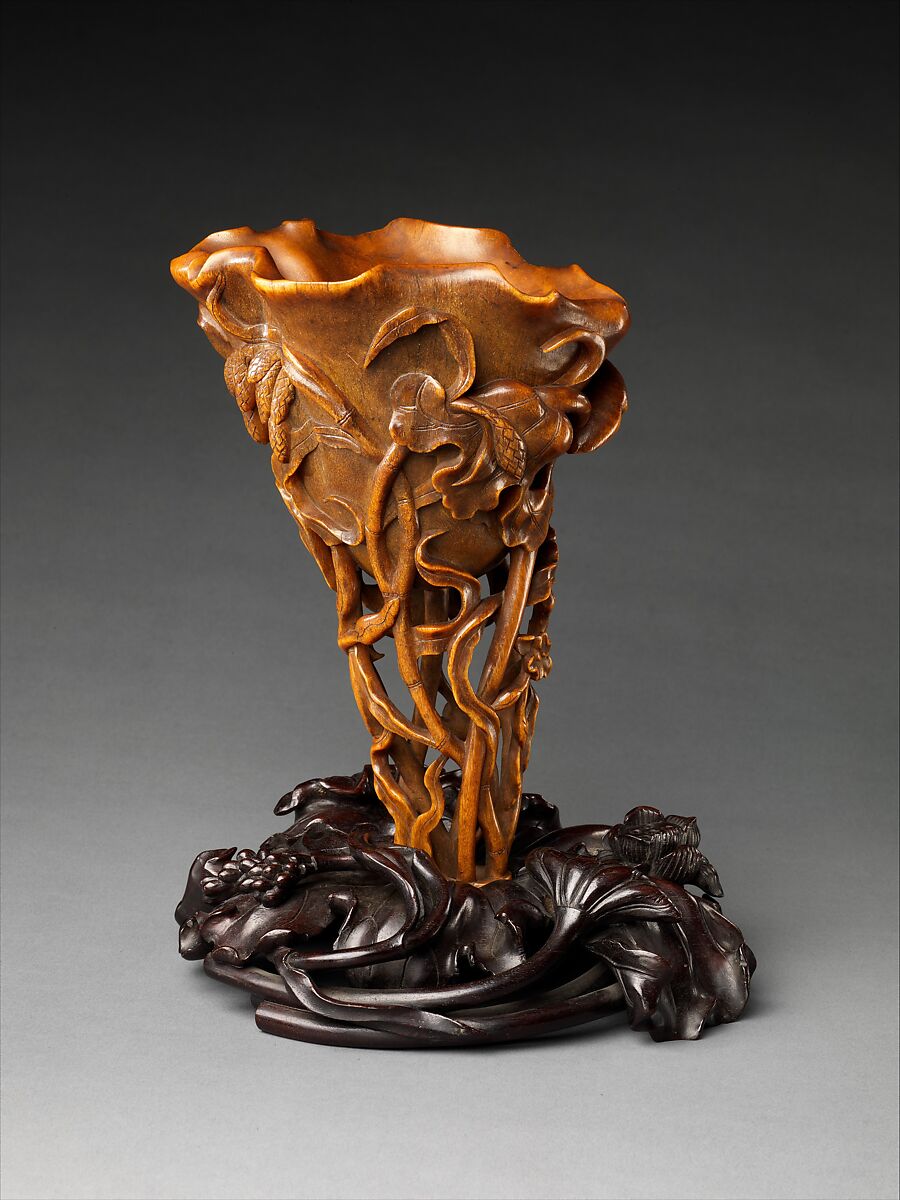 Cup in the shape of a magnolia blossom, Rhinoceros horn, China