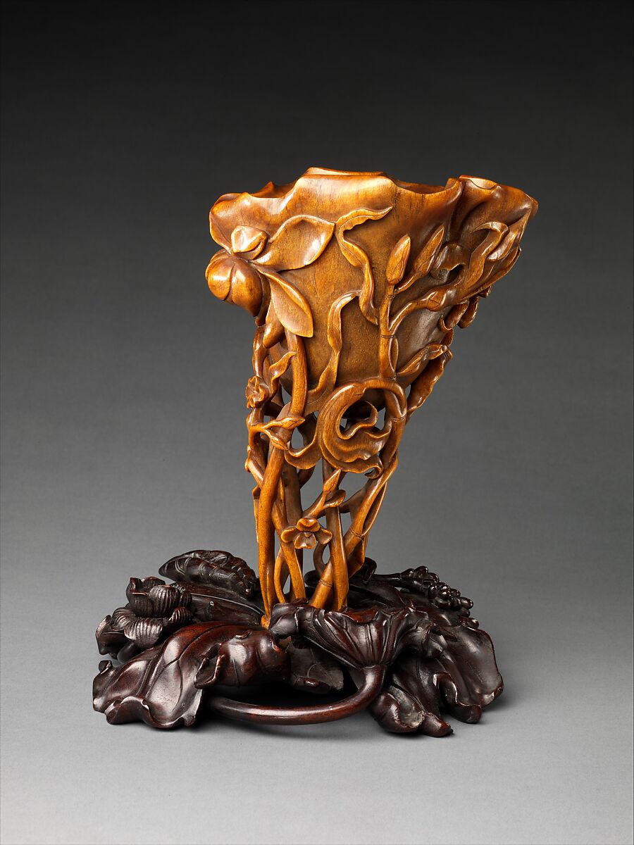 Cup in the shape of a magnolia blossom, Rhinoceros horn, China