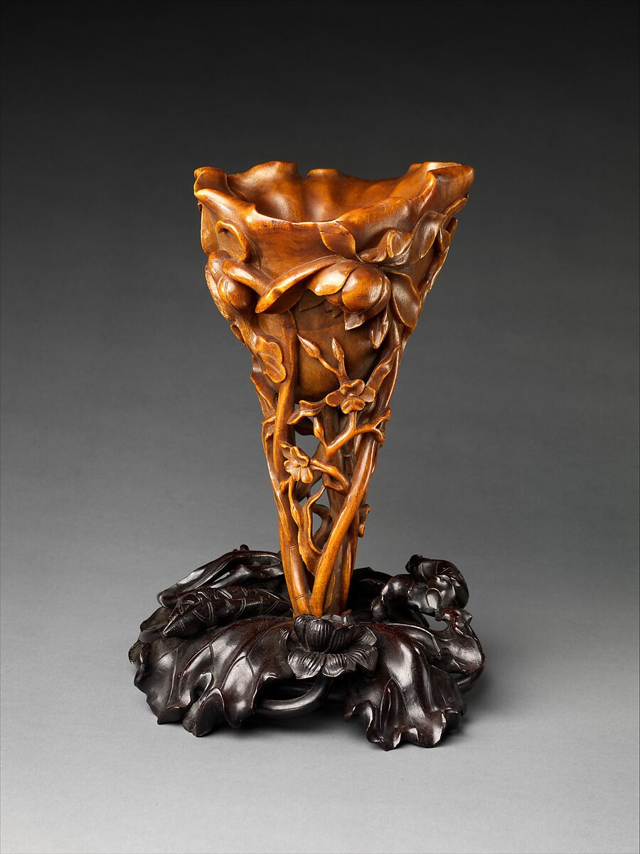 Cup in the shape of a magnolia blossom, Rhinoceros horn, China