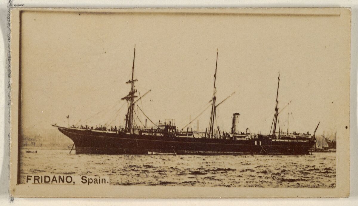 Fridano, Spain, from the Famous Ships series (N50) for Virginia Brights Cigarettes, Issued by Allen &amp; Ginter (American, Richmond, Virginia), Albumen photograph 