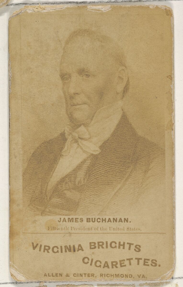 James Buchanan, from the Presidents of the United States series (N51) for Virginia Brights Cigarettes, Issued by Allen &amp; Ginter (American, Richmond, Virginia), Albumen photograph 