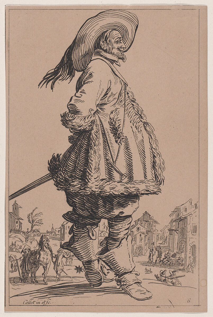 Copy of Le Gentilhomme au Manetau Bordé de Fourrures Tenant ses Mains Derrière le Dos (The Gentleman with a Fur-Lined Mantle Holding his Hands Behind his Back), from La Noblesse (The Nobility), Anonymous, Etching 