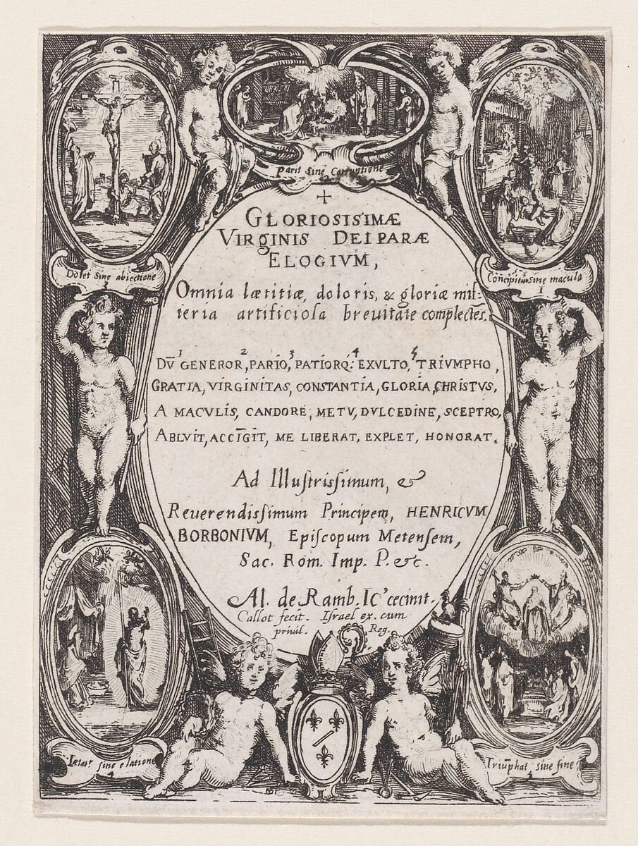 Frontispiece, from "Gloriosissimae", Jacques Callot (French, Nancy 1592–1635 Nancy), Etching; third state of three (Lieure) 