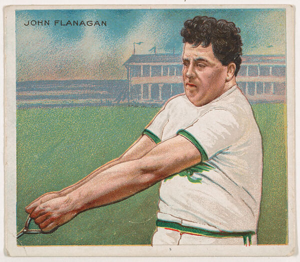 John Flanagan, Track and Field, from Mecca & Hassan Champion Athlete and Prize Fighter collection, 1910, Mecca Cigarettes (American), Commercial color lithograph 