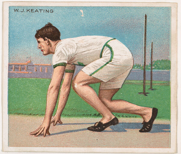 W. J. Keating, Track and Field, from Mecca & Hassan Champion Athlete and Prize Fighter collection, 1910, Mecca Cigarettes (American), Commercial color lithograph 