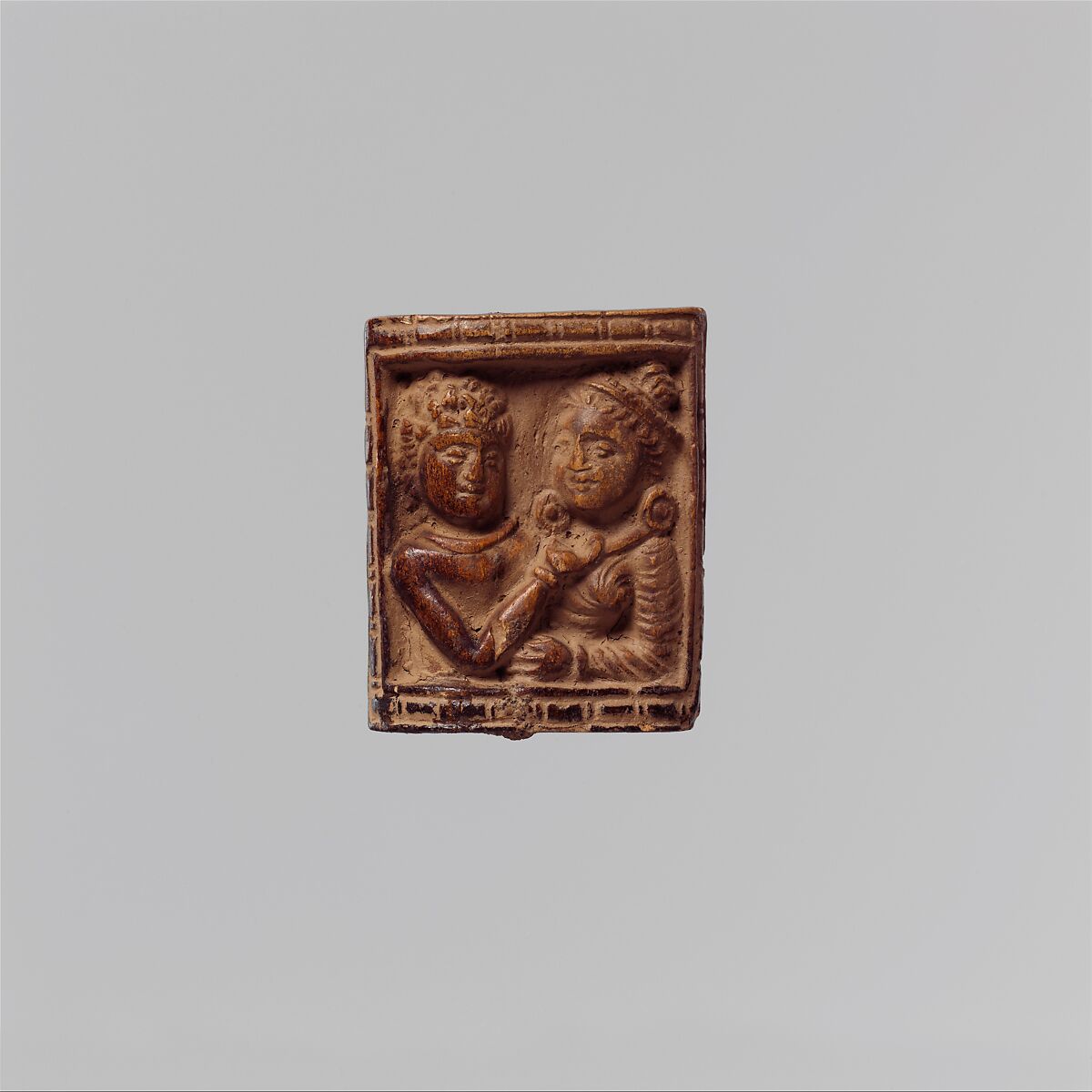 Plaque with Loving Couple (Mithuna), Bone, Afghanistan, possibly of West Indian manufacture 