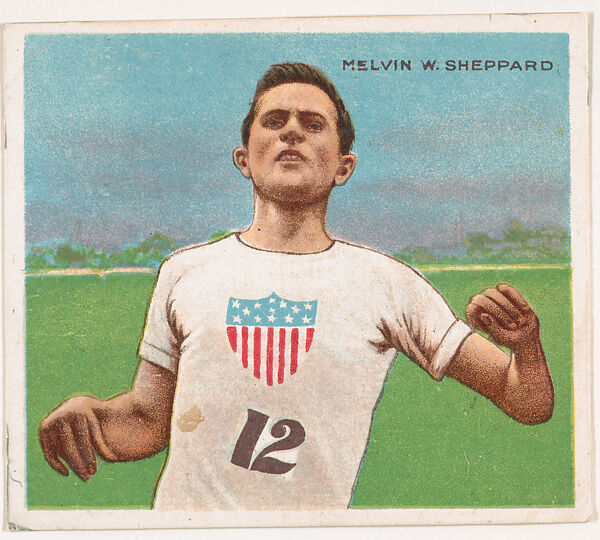 Melvin Sheppard, Track and Field, from Mecca & Hassan Champion Athlete and Prize Fighter collection, 1910, Mecca Cigarettes (American), Commercial color lithograph 