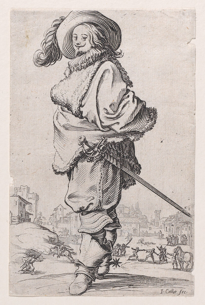 Le Gentilhomme au Plastron de Fourrure (The Gentleman with a Fur Shirt Front), from "La Noblesse" (The Nobility), Jacques Callot (French, Nancy 1592–1635 Nancy), Etching 
